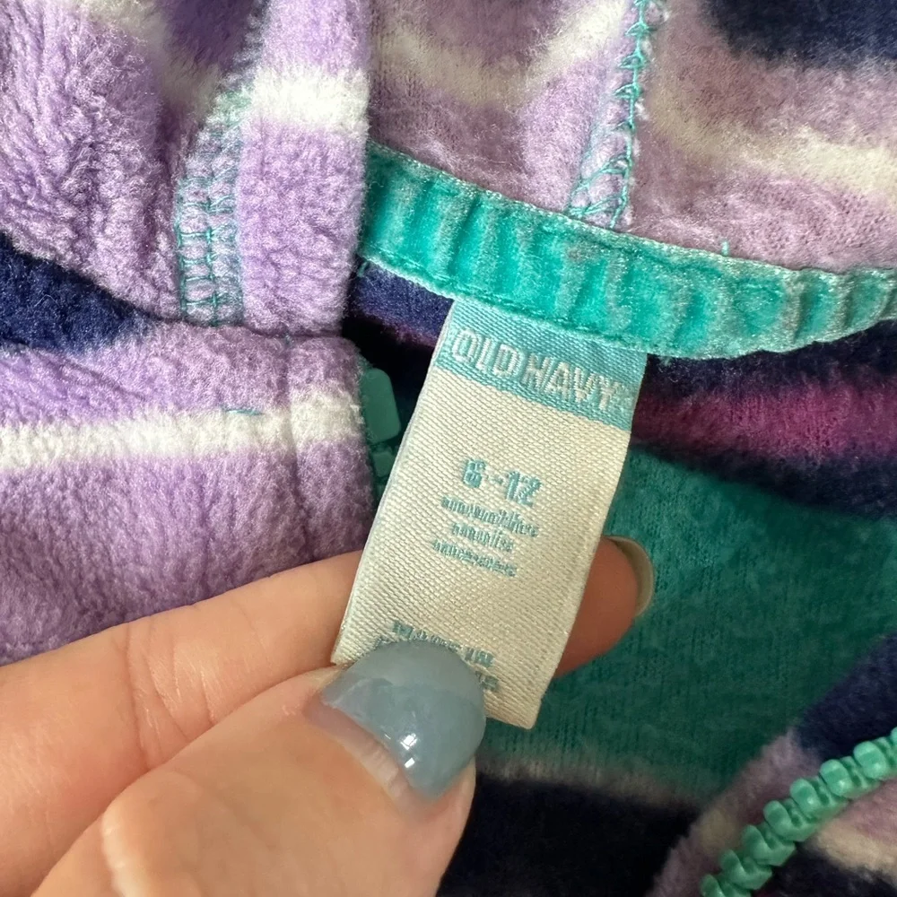 Old Navy Teal, Purple & Navy Striped Hooded Jacket for Kids